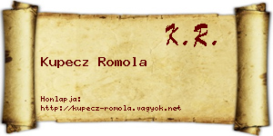 Kupecz Romola névjegykártya